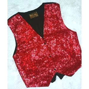 Red Sequin Front Vest